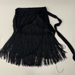 ZYM Dance Style Black Fringe Wrap Skirt